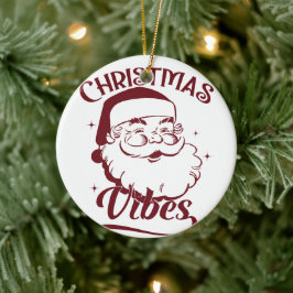 Christmas Vibes Vintage Design セラミックオーナメント