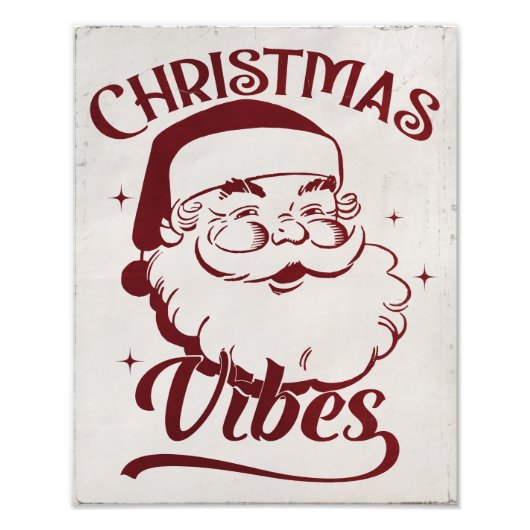Christmas Vibes Vintage Design フォトプリント (正面)
