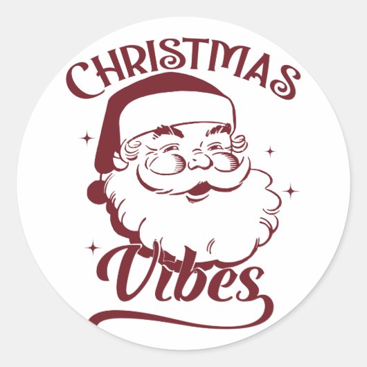 Christmas Vibes Vintage Design ラウンドシール (正面)