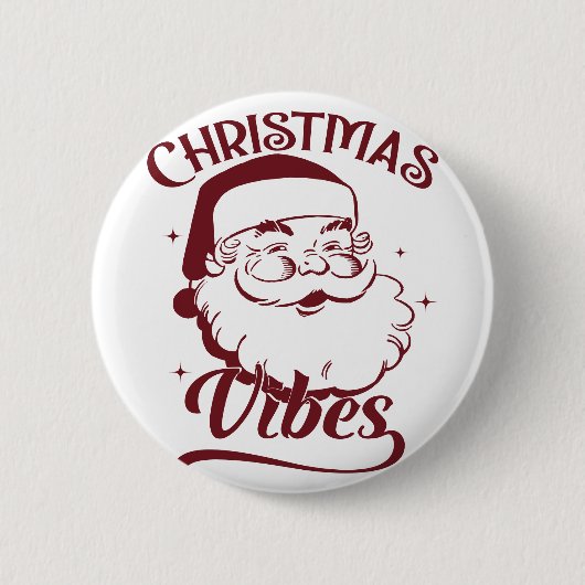 Christmas Vibes Vintage Design 缶バッジ (正面)