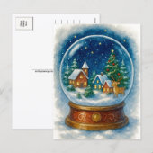 Christmas Village at Night Snow Globe Postcard シーズンポストカード (正面/裏面)