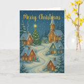 Christmas Village Custom Christmas Card カード (黄色い花)