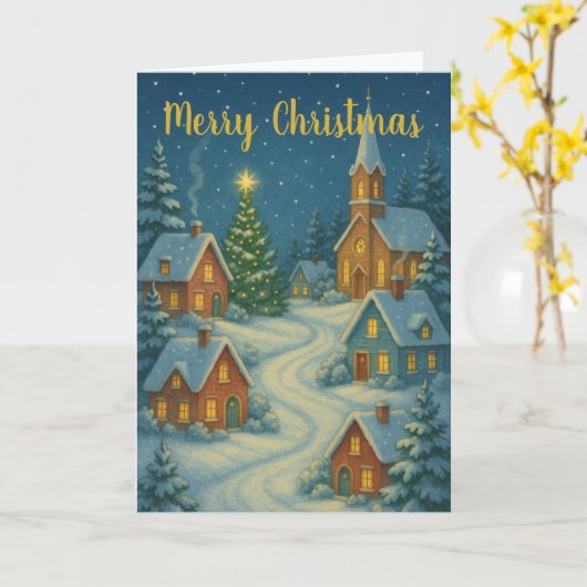 Christmas Village Custom Christmas Card カード (黄色い花)