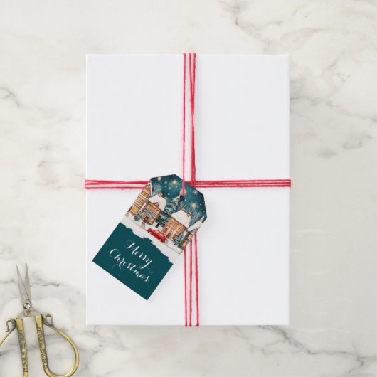 Christmas Village Custom Gift Tag ギフトタグ (より糸付き)