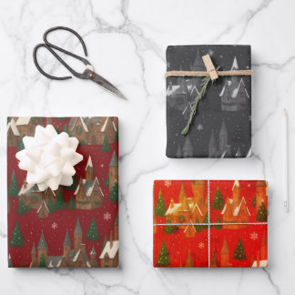 Christmas Village Holiday Wrapping Paper – Festive ラッピングペーパーシート