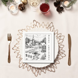 Christmas  Village in Winter スタンダードカクテルナプキン