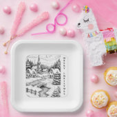 Christmas Village in Winter ペーパープレート (パーティー)