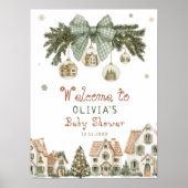 Christmas Village Neutral Baby Shower Welcome ポスター (正面)