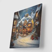 Christmas Village Ornament Wall Clock スクエア壁時計 (傾斜)