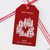 Christmas Village Red and White Personalized ギフトタグ