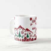 Christmas Village Silhouette – Red & Green  コーヒーマグカップ (正面左)