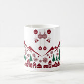 Christmas Village Silhouette – Red & Green  コーヒーマグカップ (中央)