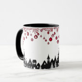 Christmas Village Silhouette – Red Ornaments マグカップ (正面左)