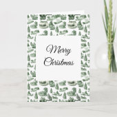 Christmas Village Themed Green Toile Design カード (正面)