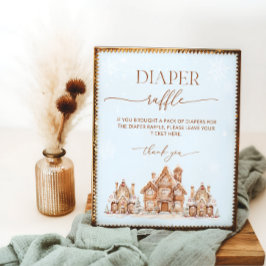Christmas Village Winter Baby Shower Diaper Raffle ポスター