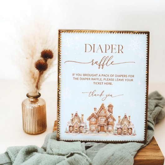 Christmas Village Winter Baby Shower Diaper Raffle ポスター