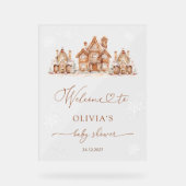 Christmas Village Winter Baby Shower Welcome アクリルサイン (正面)