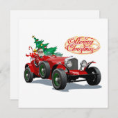 Christmas vintage car シーズンカード (正面/裏面)