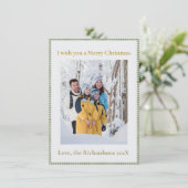 Christmas Vintage Green Gingham Plaid Photo Custom シーズンカード (スタンド正面)