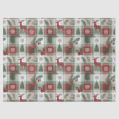 Christmas Vintage Plaid Holly & Deer Pattern 薄葉紙 (正面)