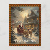 Christmas Vintage Santa Custom Photo Classic Gift シーズンポストカード (正面)