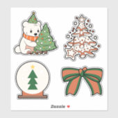 Christmas Vinyl Stickers: Cute Bear, Tree, Bow シール (シート)