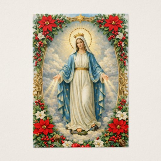Christmas Virgin Mary Memorare Prayer Poinsettia (正面)