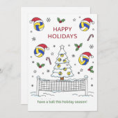 Christmas volleyball Ball Santa Hat Greeting Cards シーズンカード (正面/裏面)