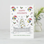 Christmas volleyball Ball Santa Hat Greeting Cards シーズンカード (スタンド正面)