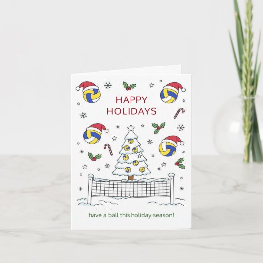 Christmas volleyball Ball Santa Hat Greeting Cards シーズンカード (正面)