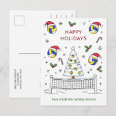 Christmas volleyball Ball Santa Hat Greeting Cards シーズンポストカード (正面/裏面)