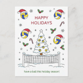 Christmas volleyball Ball Santa Hat Greeting Cards シーズンポストカード