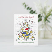 Christmas volleyball Ball Santa Hat Greeting Cards シーズンポストカード (スタンド正面)