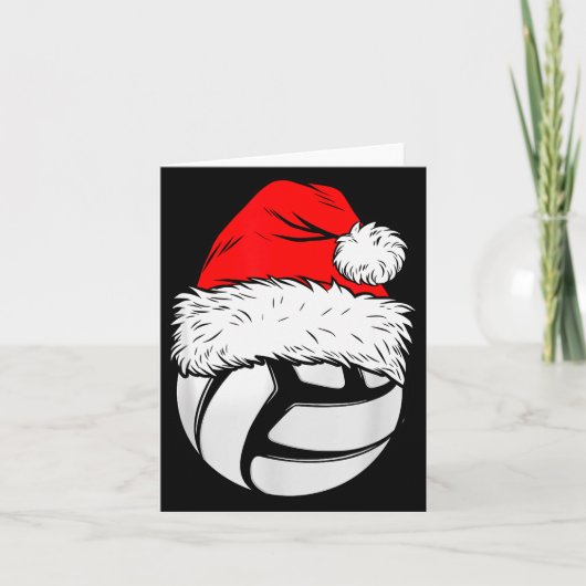 Christmas Volleyball Ball Santa Hat Xmas Matching  カード (正面)