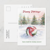 Christmas Volleyball Holiday Greeting Cards シーズンポストカード (正面/裏面)