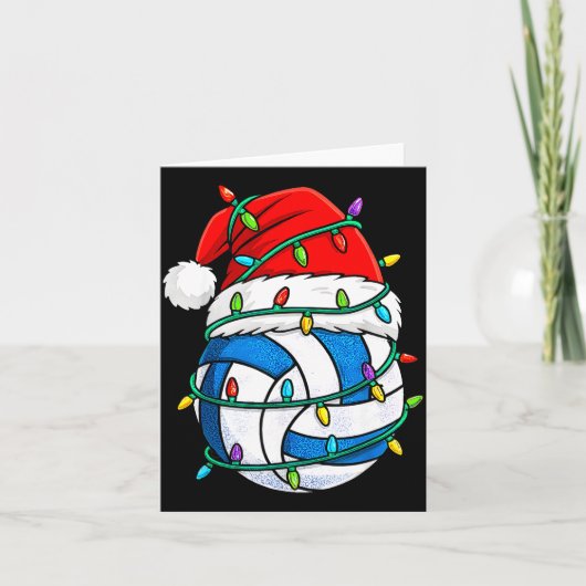 Christmas Volleyball Santa Hat Lights Srts Xmas Pa カード (正面)