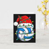 Christmas Volleyball Santa Hat Lights Srts Xmas Pa カード (黄色い花)