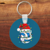 Christmas Volleyball Santa Hat Lights Srts Xmas Pa キーホルダー (正面)