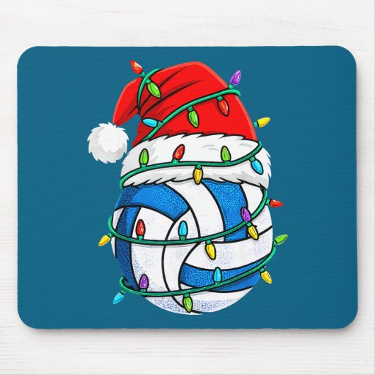 Christmas Volleyball Santa Hat Lights Srts Xmas Pa マウスパッド (正面)