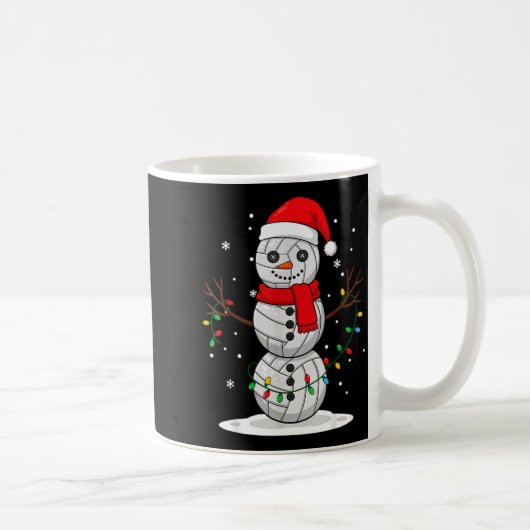 Christmas Volleyball Snowman Santa Hat Funny Holid コーヒーマグカップ (右)