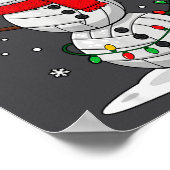 Christmas Volleyball Snowman Santa Hat Funny Holid ポスター (角)