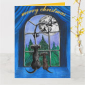 christmas "waiting for santa" springador dogs カード (黄色い花)