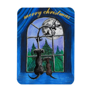 christmas "waiting for santa" springador dogs マグネット