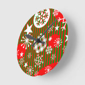 Christmas Wall Clock Joy to the World Red & Green ラウンド壁時計 (傾斜)