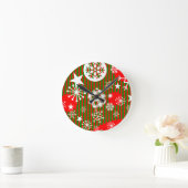 Christmas Wall Clock Joy to the World Red & Green ラウンド壁時計 (ホーム)