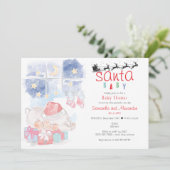 Christmas Watercolor Celestial Santa Baby Shower 招待状 (スタンド正面)