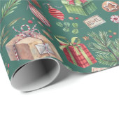 Christmas Watercolor Decor Pattern Holiday ラッピングペーパー (ロールコーナー)