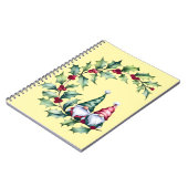 Christmas Watercolor Gnomes Sitting On Holly Twig ノートブック (左側)