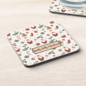 Christmas Watercolor Illustration Hard Coaster コースター (左側)