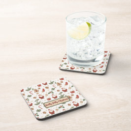 Christmas Watercolor Illustration Hard Coaster コースター